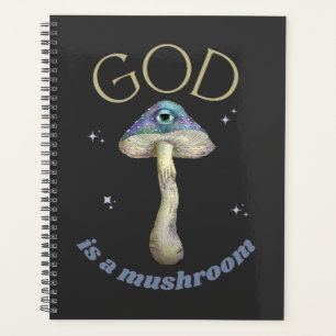 Agenda cogumelo com estilo de colheita ocular, deus é um