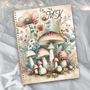 Agenda Cogumelos e Flores com Núcleo de Algodão Monograma