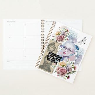 Agenda Colagem de Arte Flores de Aniversário