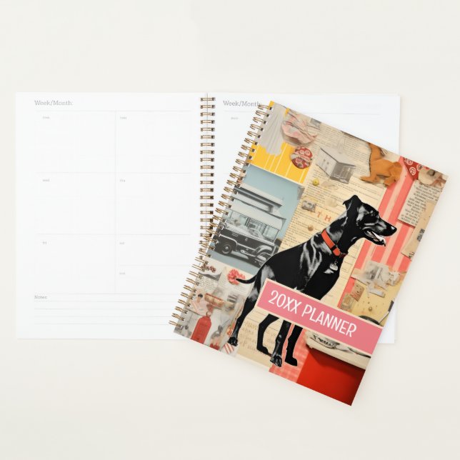 Agenda Colagem de Cachorro Retrô para Scrapbooking (Exibição)
