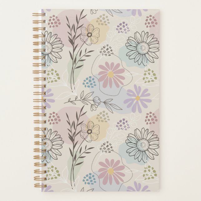 Agenda Colagem de Flores Silvestres Pastel – Geométrico F (Frente)