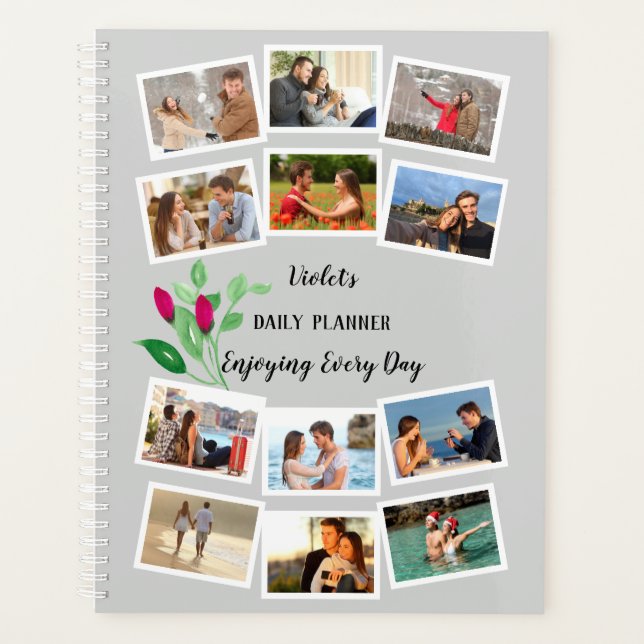 Agenda Colagem de Fotografias com Cinza de Flor de Aquare (Frente)