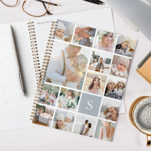 Agenda Colagem de Fotografias de Monograma de Cinzas de N