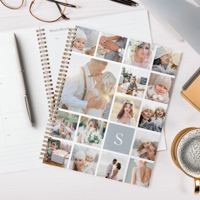 Agenda Colagem de Fotografias de Monograma de Cinzas de N (Criador carregado)