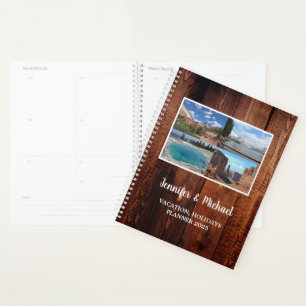 Agenda Colagem de fotografias de viagem de madeira de cel