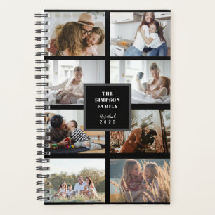 Agenda Colagem de Fotografias Preta Personalizada da Fam