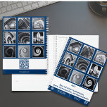 Agenda Colagem de Fotos Blue White Small Business Planner<br><div class="desc">Colagem de fotos moderna Blue White Small Business Planner Modelo, mantenha-se organizado e eleve sua marca com ela. É uma adição elegante à Coleção de Itens de Marketing e Designs Azuis. Projetado para o empreendedor moderno, este planejador é perfeito para mostrar seus serviços e conectar-se com seu público. ● Recursos:...</div>