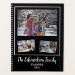 Agenda Colagem de fotos da família branca negra moderna 2<br><div class="desc">Crie o seu na moda preto e branco colagem de fotos da família 2021 Planner.
Adicione suas próprias fotos e texto e crie um planejador muito pessoal e exclusivo.</div>