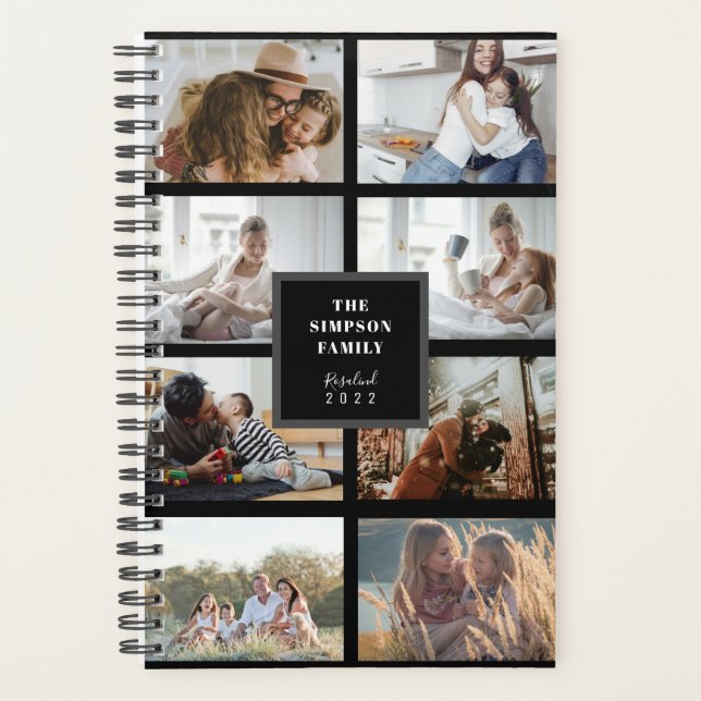 Agenda Colagem de fotos da família INSTA 8 personalizada  (Frente)