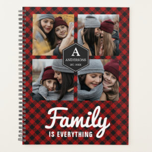 Agenda Colagem de Fotos da Família Lumberjack com Xadrez