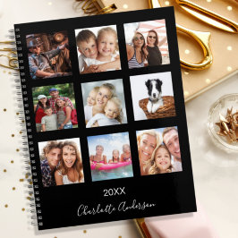 Agenda Colagem de fotos da família monograma preto 2027