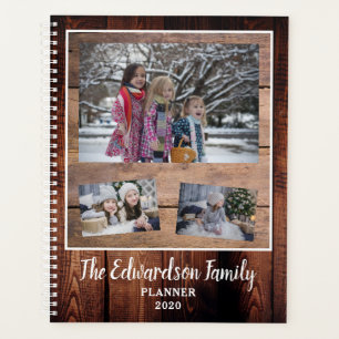 Agenda Colagem de fotos da família rustic barn wood 2020