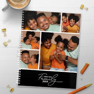 Agenda Colagem de Fotos de Família com Caligrafia Elegant