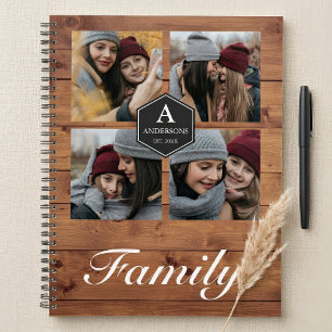 Agenda Colagem de Fotos de Família em Madeira de Celeiro