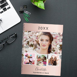 Agenda Colagem de fotos em tom de rosa dourado compromiss