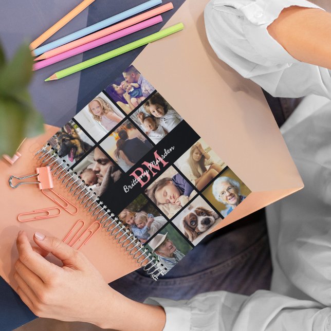 Agenda Colagem de Fotos Moderna Monogramada 2026 (Criador carregado)