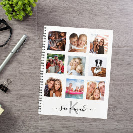 Agenda Colagem de fotos personalizadas monograma branco 2