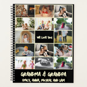 Agenda Colagem de Fotos Simples Preta 14 Família