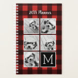 Agenda Colagem de Fotos - Xadrez de Búfalos Vermelho Mono<br><div class="desc">O plano de fundo inclui um padrão opcional, rústico e de verificação manual - Use cinco fotos quadradas do Instagram ou qualquer foto para criar um presente exclusivo e pessoal. Ou você pode ficar com o filhote hipster e fazer uma moda. Se precisar ajustar as fotos, clique na ferramenta personalizar...</div>