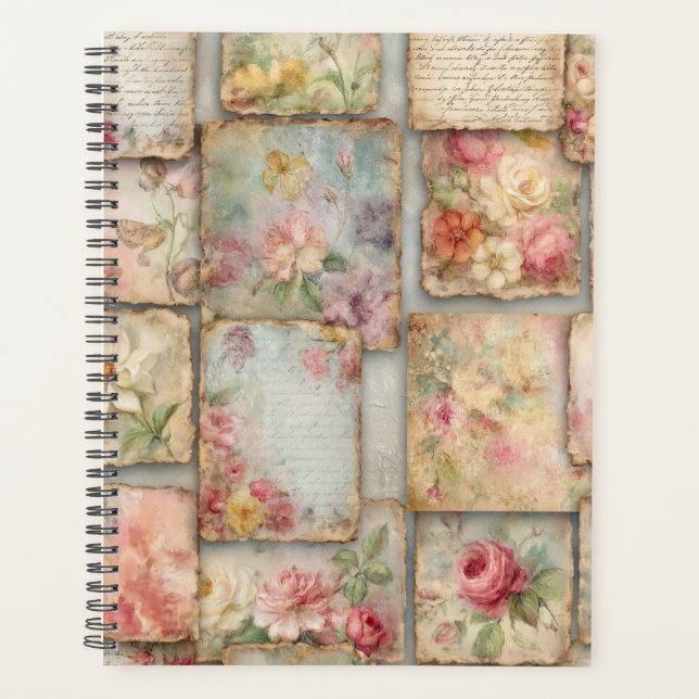 Agenda Colagem Floral Vintage (Frente)