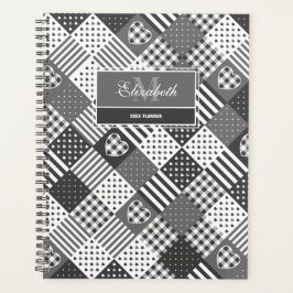 Agenda Colcha de retalhos moderna colcha de gingham preto