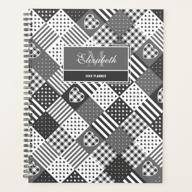 Agenda Colcha de retalhos moderna colcha de gingham preto (Frente)