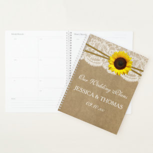 Agenda Coleção de Casamentos Kraft, Lace & Sunflower