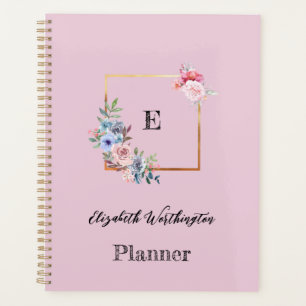 Agenda Coloração de água design geométrica floral e verde