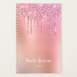 Agenda Coloração rosa-rosa-belíssima pingos de ouro e