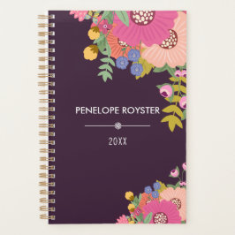 Agenda Colorful Floral Bouquet Name Planner