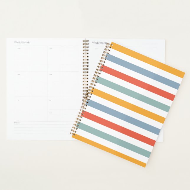 Agenda Colorful Summer Surf Aesthetic Horizontal Lines Bo (Exibição)
