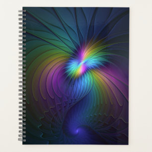 Agenda Colorida Com Arte Fractal Abstrato Moderna Azul