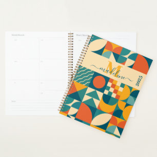 Agenda Colorida Geométrica Retroativa Personalizada