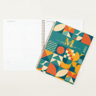 Agenda Colorida Geométrica Retroativa Personalizada
