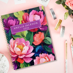 Agenda Colorida Personalizada 2026 Nome Floral Diariament