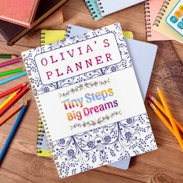 Agenda Colorido Nome Personalizado Floral Fofo