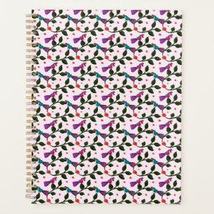 Agenda Colorido Padrão Floral Sem Costura de Pássaros Tap