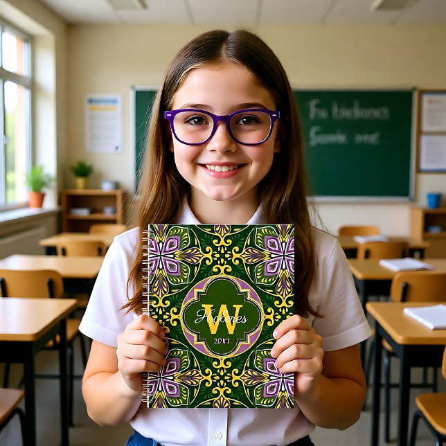 Agenda Com o nome Olive e lavanda Azulejos (With name Olive and lavender Azulejos Planner)