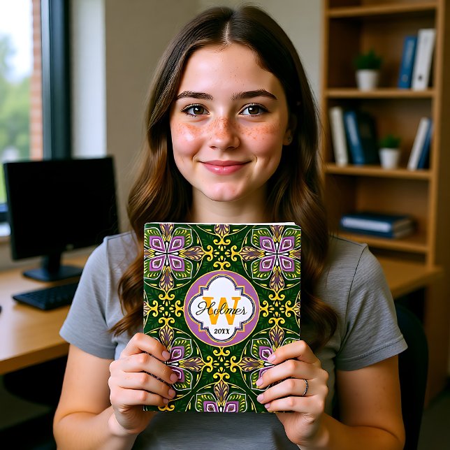 Agenda Com o nome Olive e lavanda Azulejos (With name Olive and lavender Azulejos Planner)