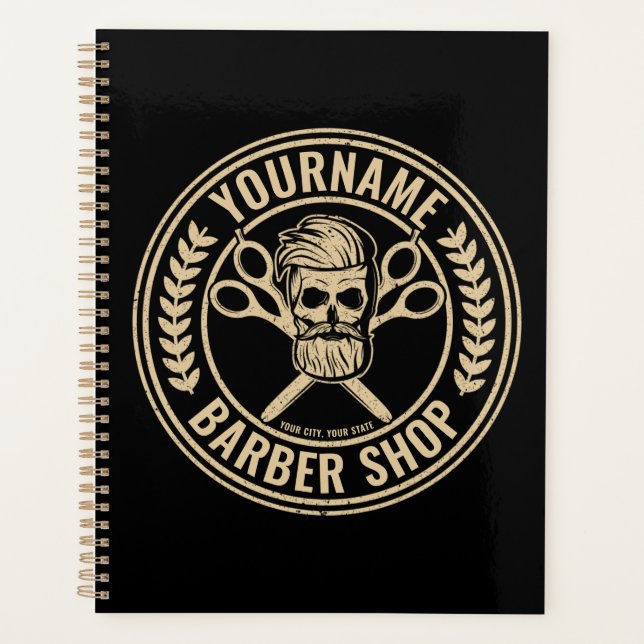 Agenda Compro de Barber Personalizado Skull Rockabilly Sa (Frente)