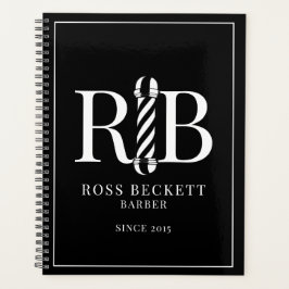 Agenda Compromisso Branco Preto Barber Pole Barber