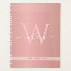 Agenda Compromisso com o moderno Rosa Dourado Elegant Gla