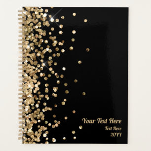 Agenda Compromisso Comercial Dourado Elegante Preto com L