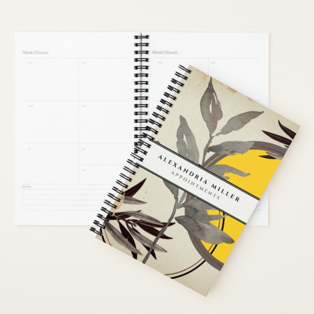 Agenda Compromisso de Aquarela Na moda Zen Amarelo (Exibição)