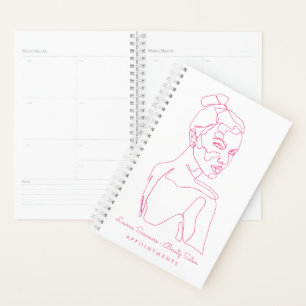 Agenda Compromisso de Beleza de Desenho de Linha Rosa