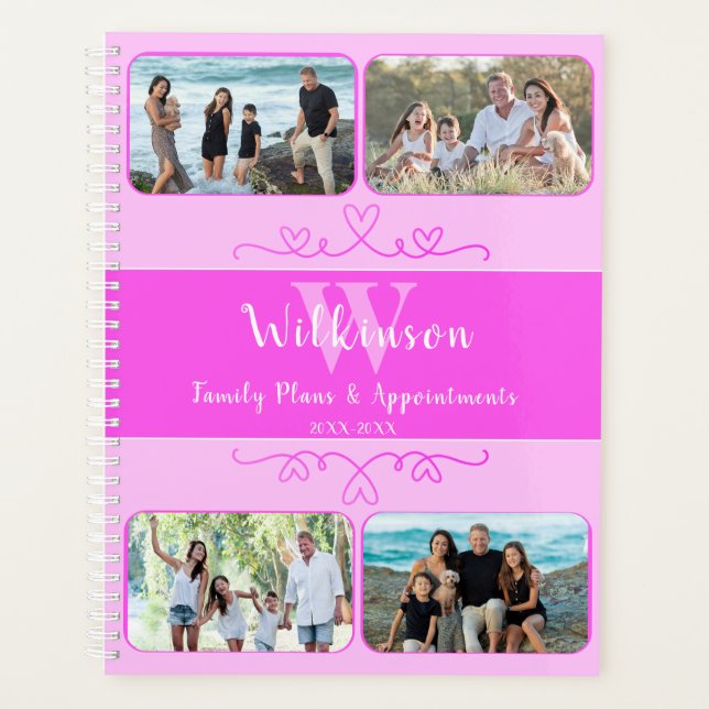 Agenda Compromisso de Design de Foto Rosa Personalizada d (Frente)