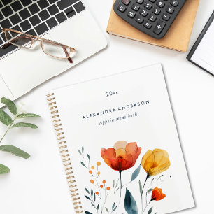 Agenda Compromisso de Flores Selvagens Laranja Moderna