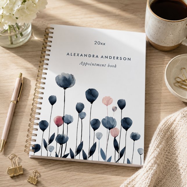 Agenda Compromisso de Flores Silvestres de Aquarela Minim (Modern Minimal Watercolor Wildflowers Appointment Planner)