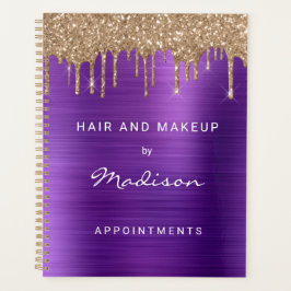 Agenda Compromisso Roxo de Derrame de Lixo Dourado Faux