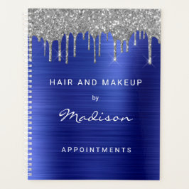 Agenda Compromissos Azuis de Glitter Silver Silver Stylis